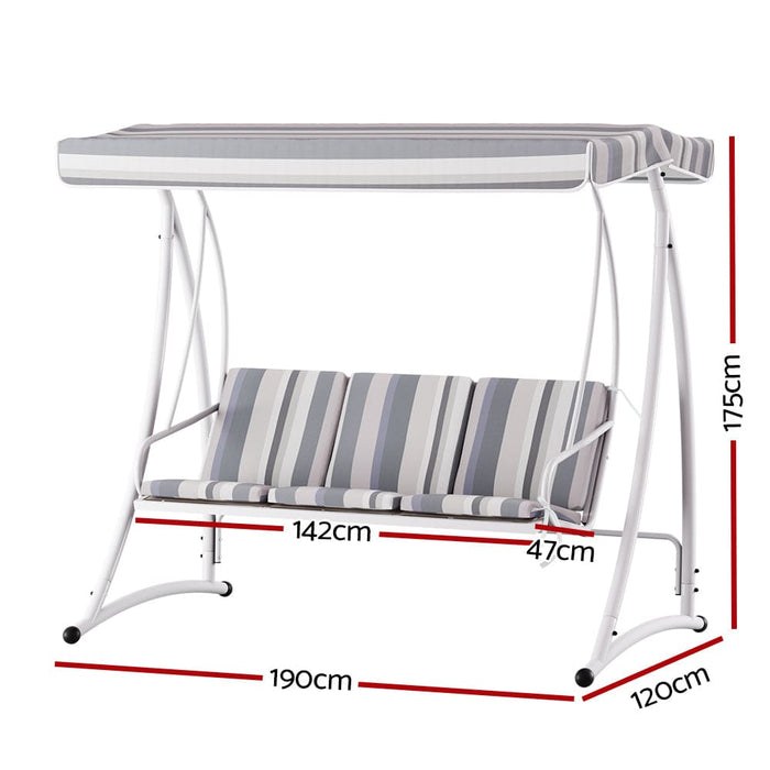 Outdoor Swing Chair Garden Bench 3 Seater Canopy Cushion