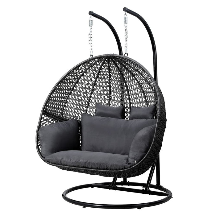 Outdoor Egg Swing Chair Hanging Pod Wicker Cushion 2 Person