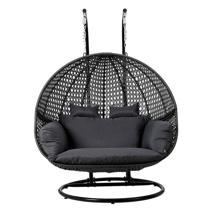 Outdoor Egg Swing Chair Hanging Pod Wicker Cushion 2 Person