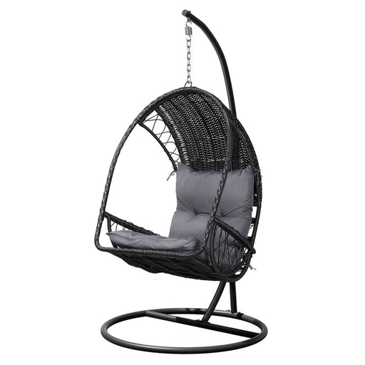 Outdoor Egg Swing Chair With Stand Cushion Wicker Armrest