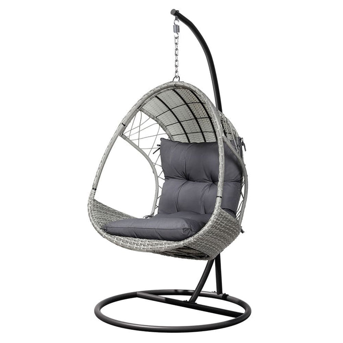 Outdoor Egg Swing Chair With Stand Cushion Wicker Armrest