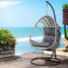 Outdoor Egg Swing Chair With Stand Cushion Wicker Armrest