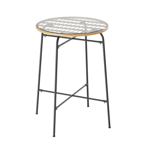 Outdoor Bar Table Wicker Dining Bistro Patio Balcony Glass