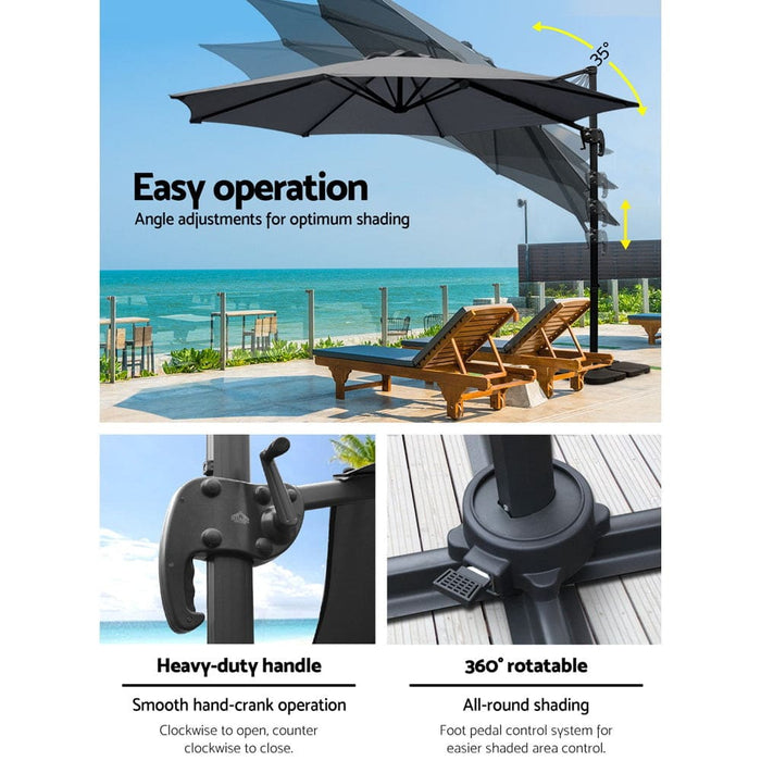 Outdoor Umbrella 3m Base Cantilever Beach Stand Sun Roma