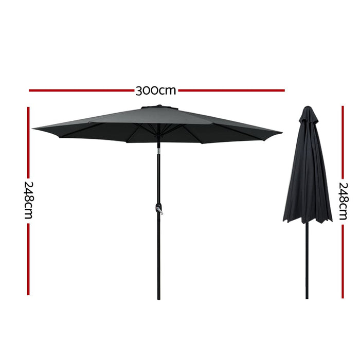 Outdoor Umbrella 3m Umbrellas Garden Beach Tilt Sun Patio