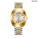 Oval Golden Stainless Steel Quartz Watch Women Men Casual