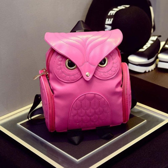 Owl Print Pu Backpack For Women