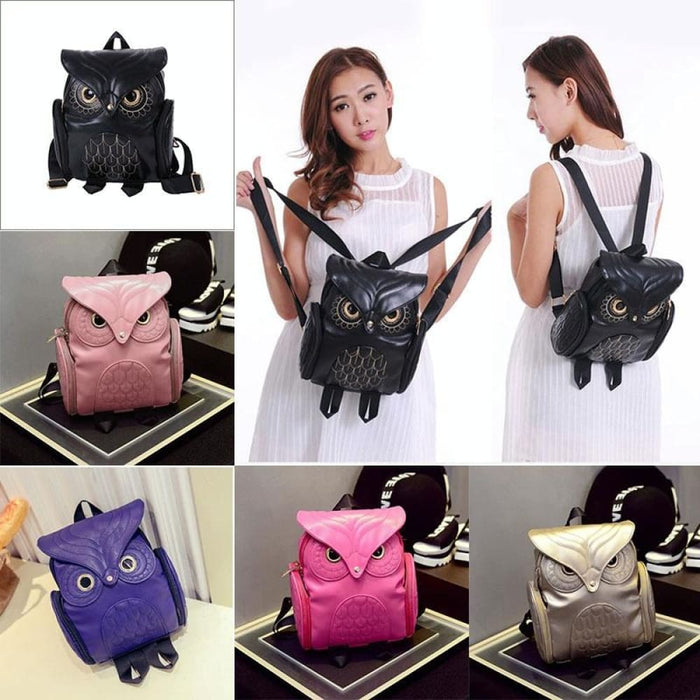 Owl Print Pu Backpack For Women