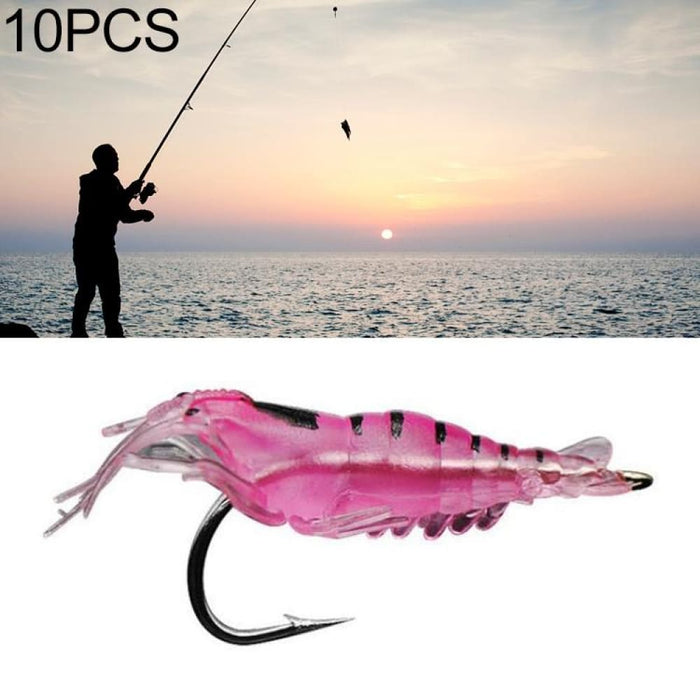 Pack Of 10 4cm Soft Shrimp Bait Lures With Hook