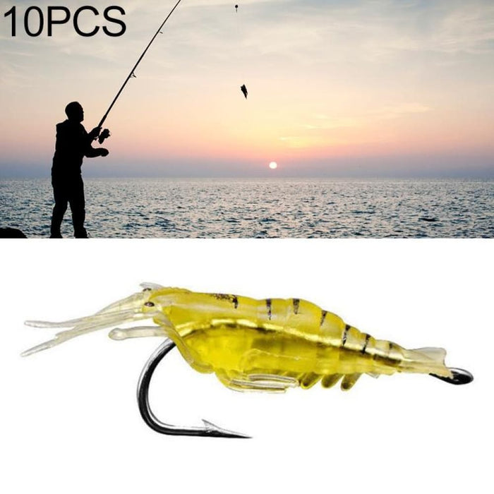 Pack Of 10 4cm Soft Shrimp Bait Lures With Hook