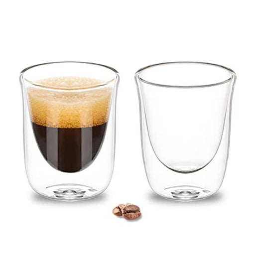 Pack Of 2 60ml Double Layer Glass Mugs For Coffee And Tea