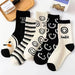 Pack Of 5 Cartoon Cat Crew Socks For Women