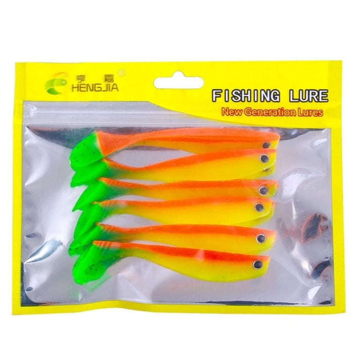 Pack Of 6 Hengjia t Tail Soft Bait For Freshwater Fishing