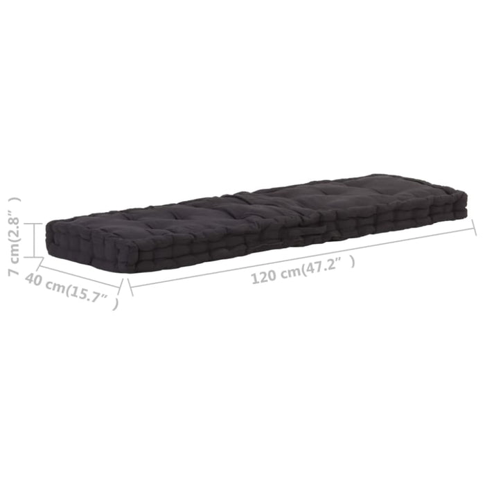 Pallet Floor Cushion Cotton 120x40x7 Cm Black Anlit