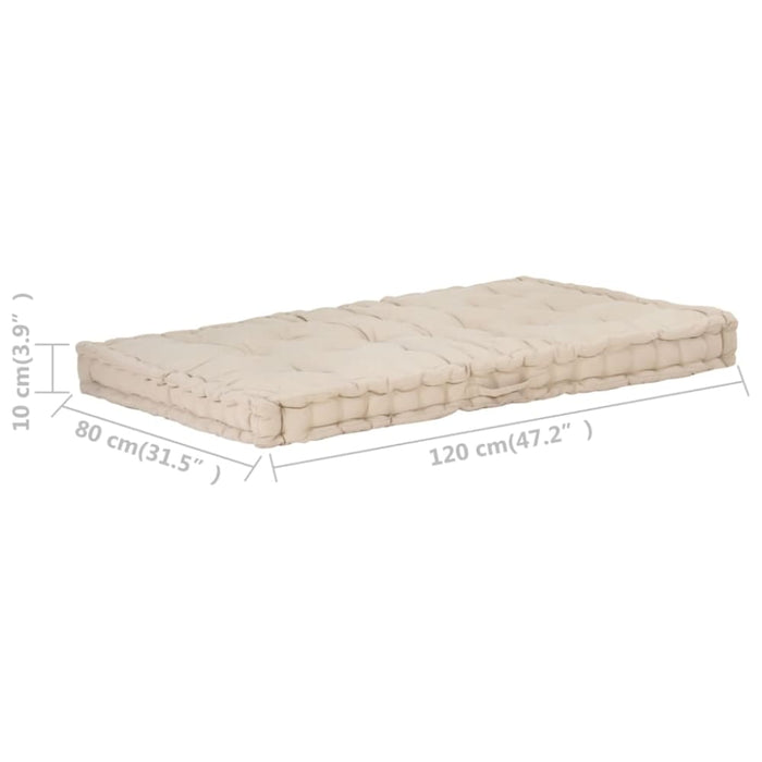 Pallet Floor Cushion Cotton 120x80x10 Cm Beige Anlnb