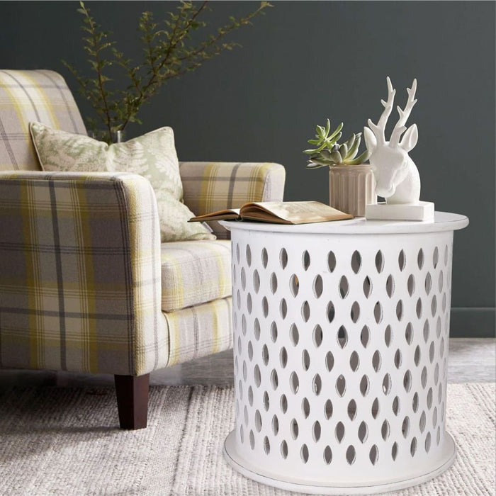 Pansy Wooden Round 50cm Side Table Sofa End Tables - White