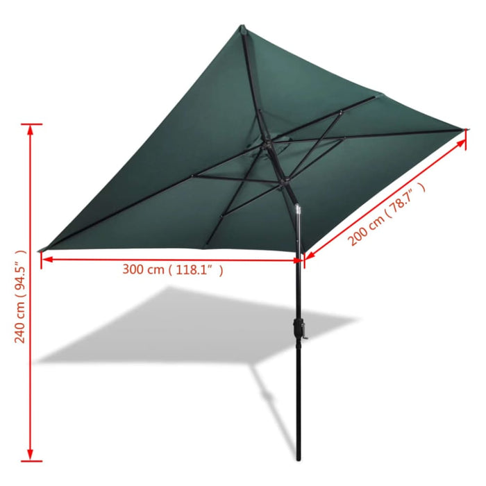 Parasol 200 x 300 Cm Green Rectangular Abiio