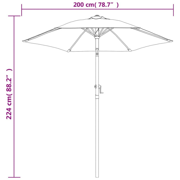 Parasol Black 200x211 Cm Aluminium Aixob