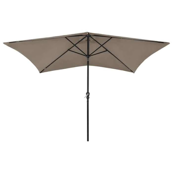 Parasol With Leds And Steel Pole Taupe 2x3 m Totink