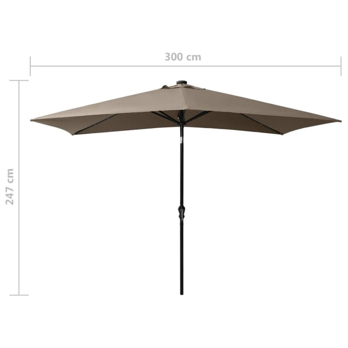 Parasol With Leds And Steel Pole Taupe 2x3 m Totink