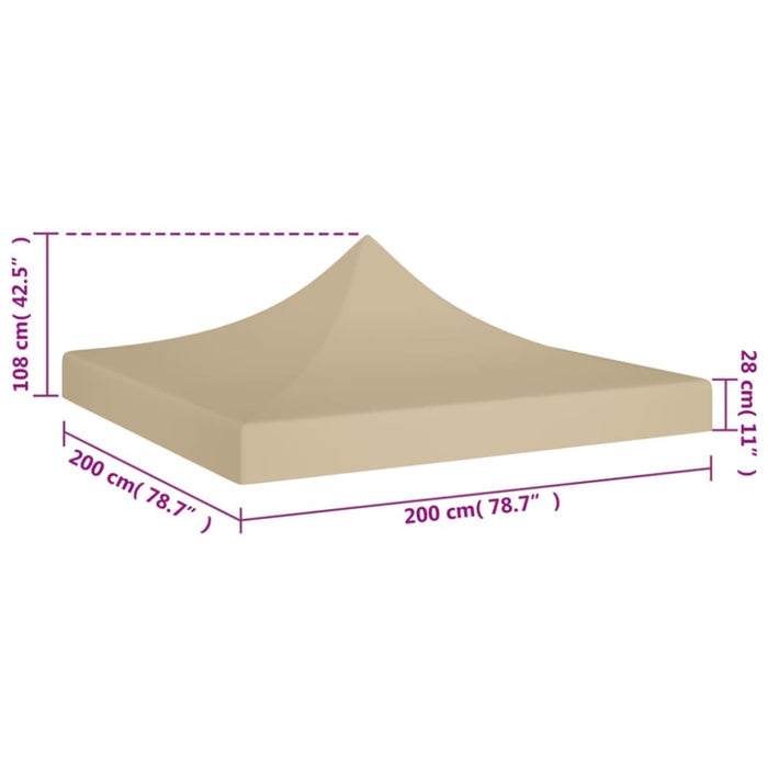 Party Tent Roof 2x2 m Beige 270 G/m² Toptab