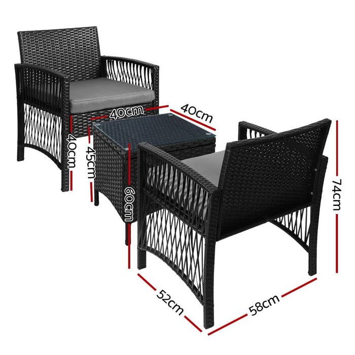 Patio Furniture Outdoor Bistro Set Dining Chairs Setting 3