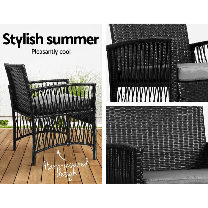 Patio Furniture Outdoor Bistro Set Dining Chairs Setting 3