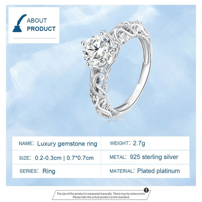 Pattern 925 Sterling Silver Luxury Gemstone Ring For Women