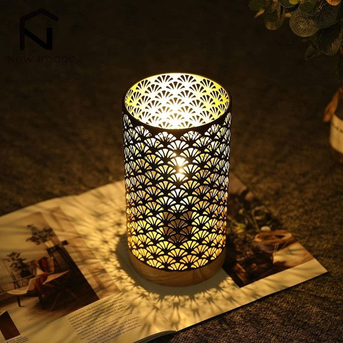 Fan Pattern Hollow Warm Light Table Lamps For Wedding Home