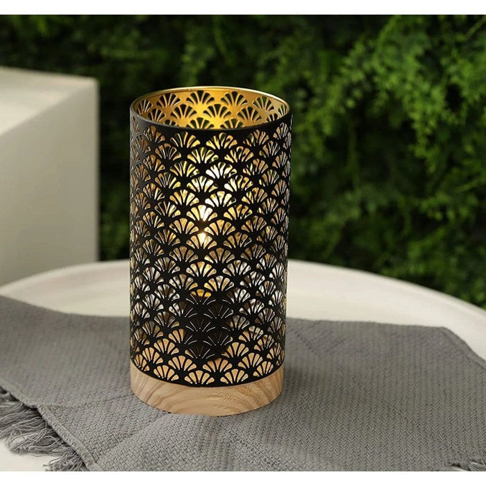 Fan Pattern Hollow Warm Light Table Lamps For Wedding Home