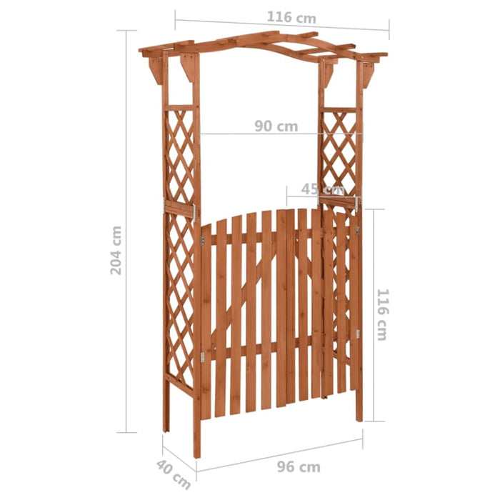 Pergola With Gate 116x40x204 Cm Solid Firwood Toltnk