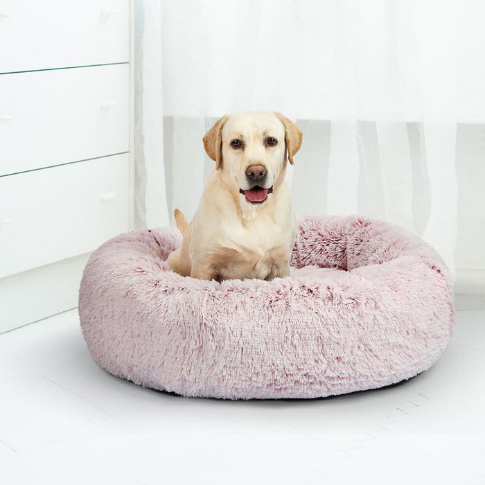 Pet Bed Cat Dog Donut Nest Calming Mat Soft Plush Kennel