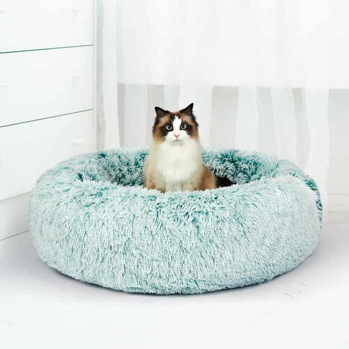 Pet Bed Cat Dog Donut Nest Calming Mat Soft Plush Kennel