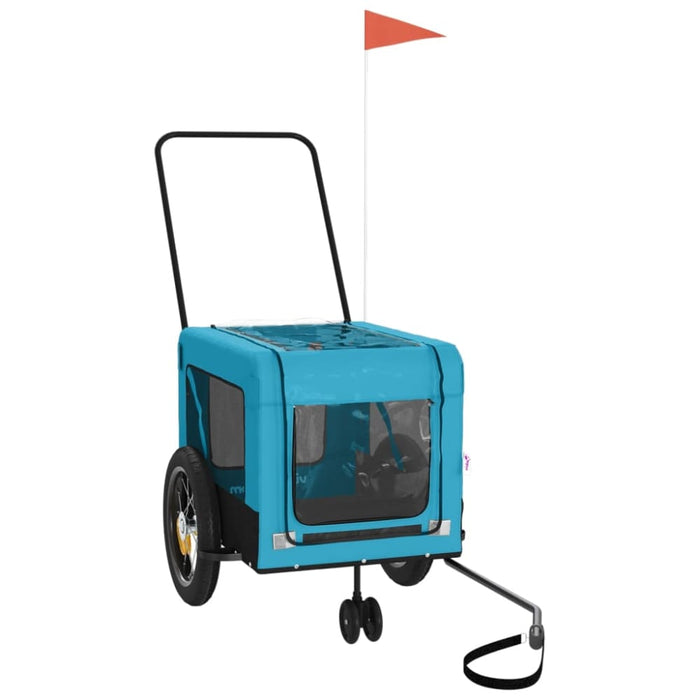 Pet Bike Trailer Blue and Black Oxford Fabric Iron Ktkal
