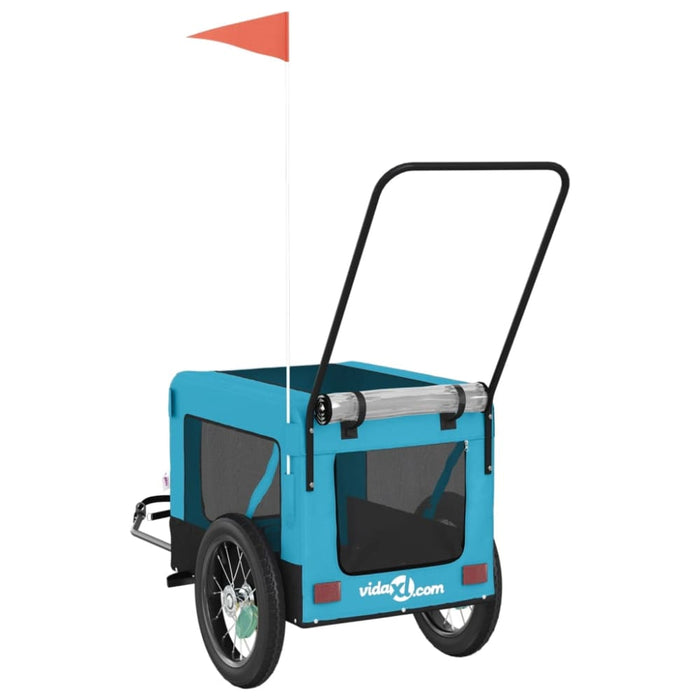 Pet Bike Trailer Blue and Black Oxford Fabric Iron Ktkal