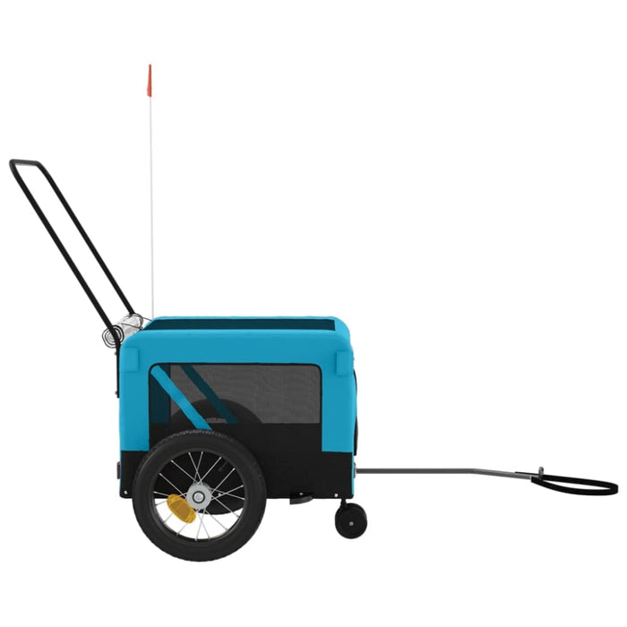 Pet Bike Trailer Blue and Black Oxford Fabric Iron Ktkal
