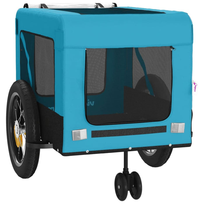 Pet Bike Trailer Blue and Black Oxford Fabric Iron Ktkal