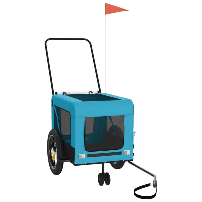 Pet Bike Trailer Blue and Black Oxford Fabric Iron Ktkal