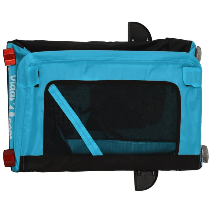 Pet Bike Trailer Blue and Black Oxford Fabric Iron Ktkal