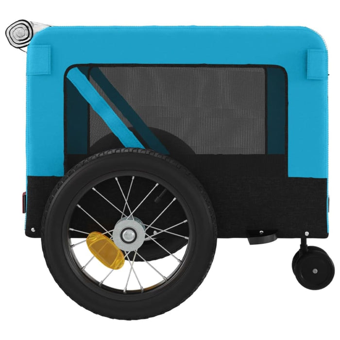 Pet Bike Trailer Blue and Black Oxford Fabric Iron Ktkal