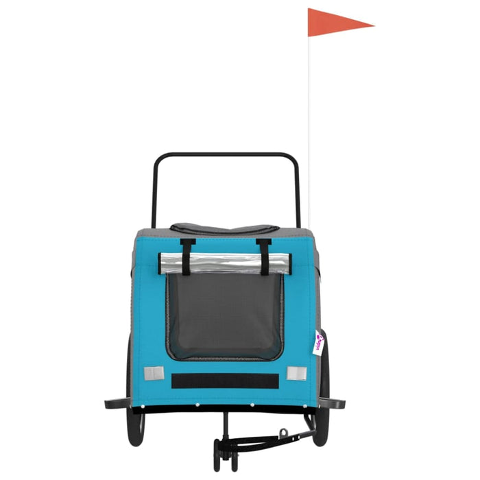 Pet Bike Trailer Blue and Grey Oxford Fabric Iron Ktnlx