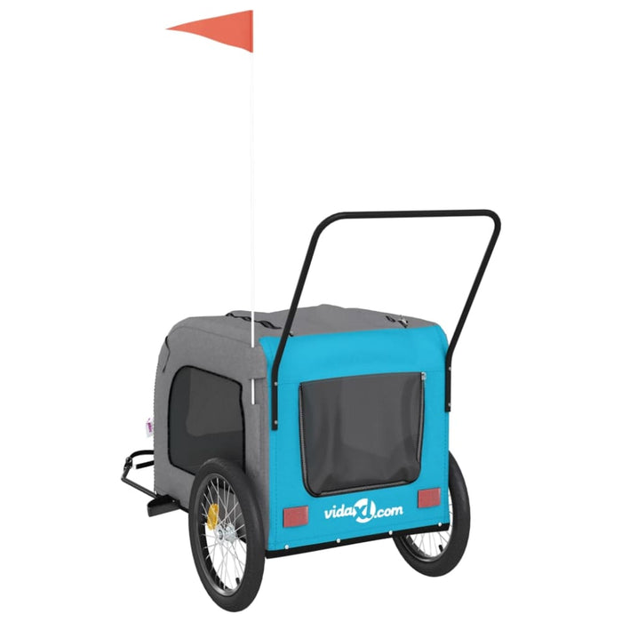 Pet Bike Trailer Blue and Grey Oxford Fabric Iron Ktnlx