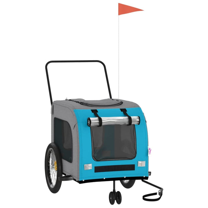 Pet Bike Trailer Blue and Grey Oxford Fabric Iron Ktnlx