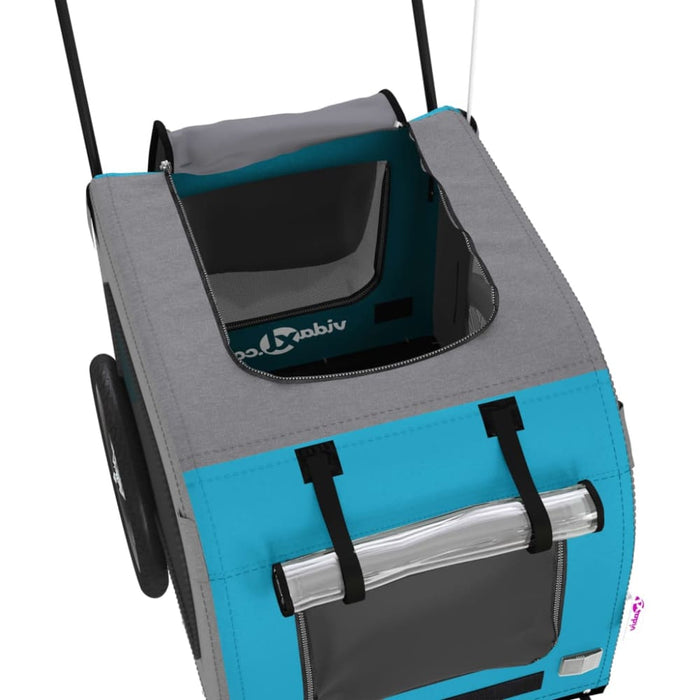 Pet Bike Trailer Blue and Grey Oxford Fabric Iron Ktnlx