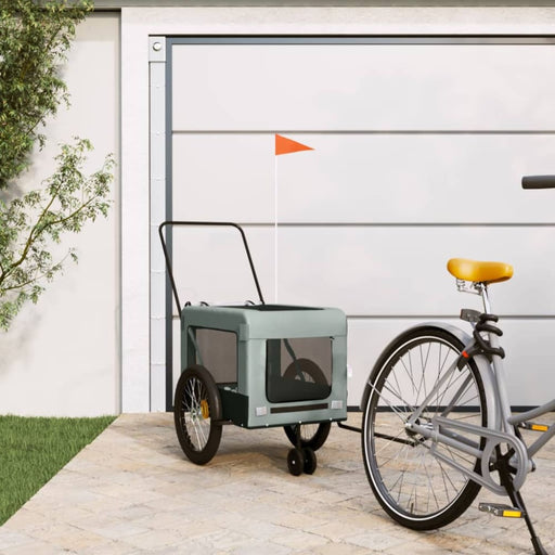 Pet Bike Trailer Grey And Black Oxford Fabric Iron Ktkaa