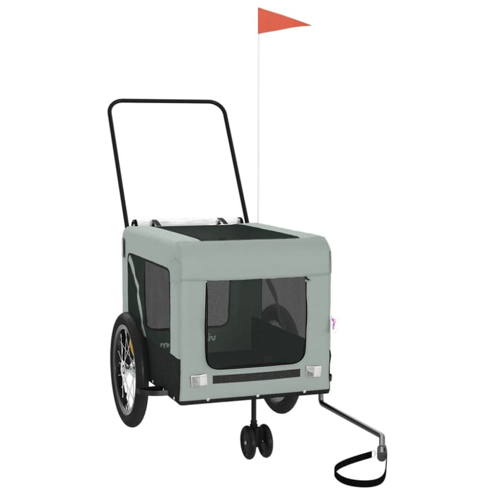Pet Bike Trailer Grey and Black Oxford Fabric Iron Ktkti