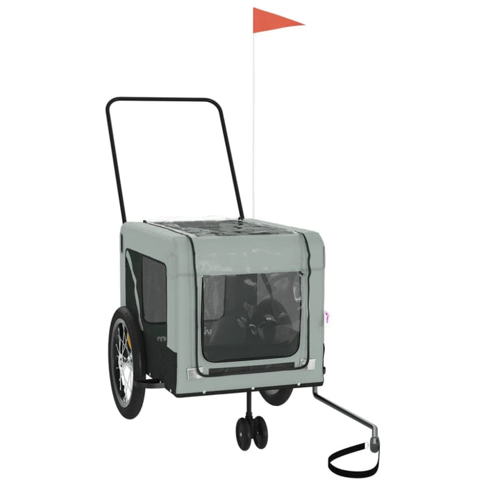 Pet Bike Trailer Grey and Black Oxford Fabric Iron Ktkti