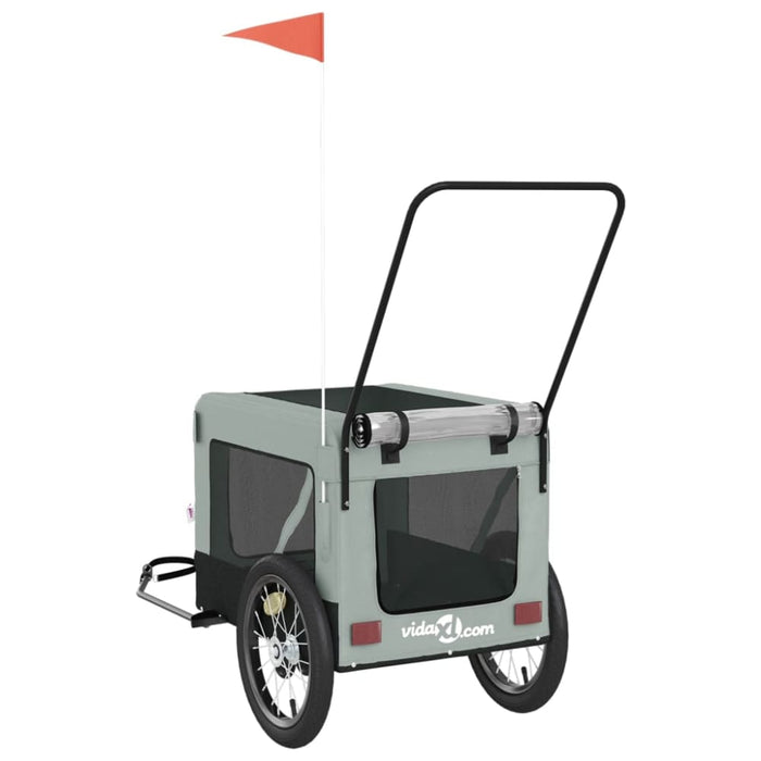 Pet Bike Trailer Grey and Black Oxford Fabric Iron Ktkti
