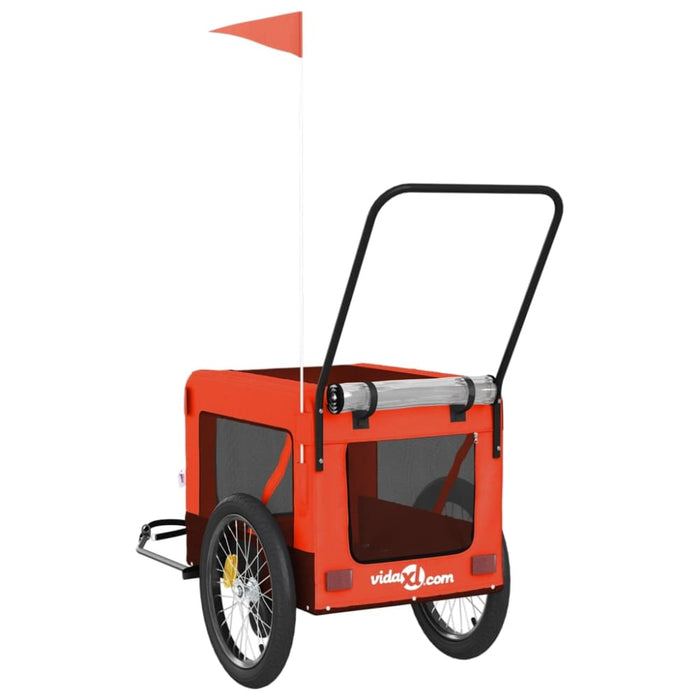 Pet Bike Trailer Orange and Black Oxford Fabric Iron Ktkax