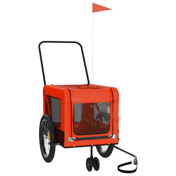 Pet Bike Trailer Orange and Black Oxford Fabric Iron Ktkax